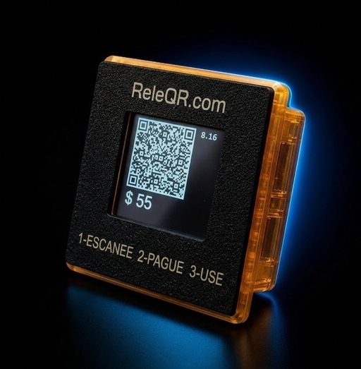 Dispositivo ReleQR con QR en pantalla